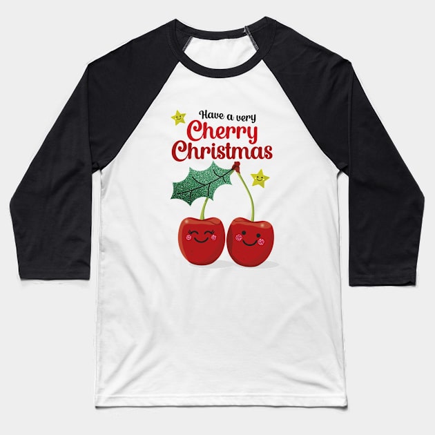 Have a Very Cherry Christmas Baseball T-Shirt by VicEllisArt